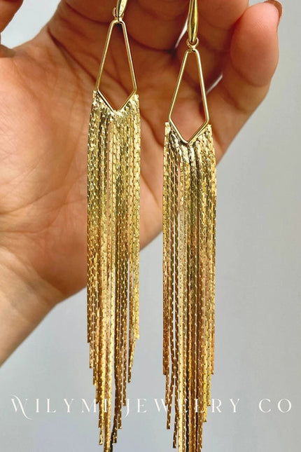 Nye | Gold Fringe Earrings | Gold Filled 5" Tassel