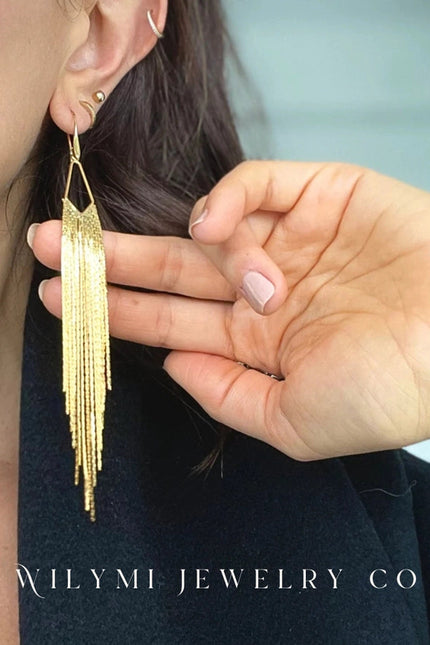 Nye | Gold Fringe Earrings | Gold Filled 5" Tassel