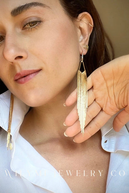 Nye | Gold Fringe Earrings | Gold Filled 5" Tassel