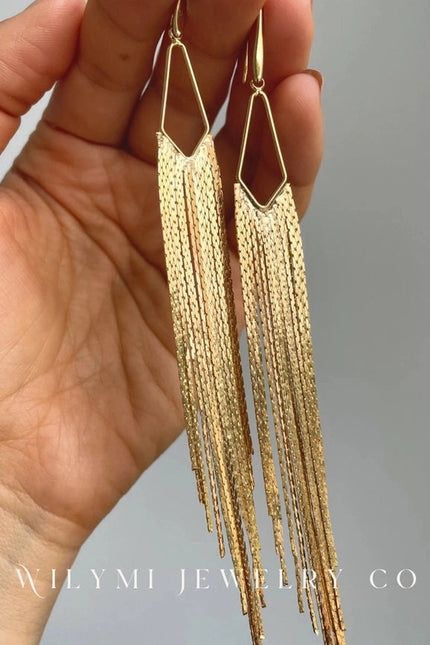 Nye | Gold Fringe Earrings | Gold Filled 5" Tassel