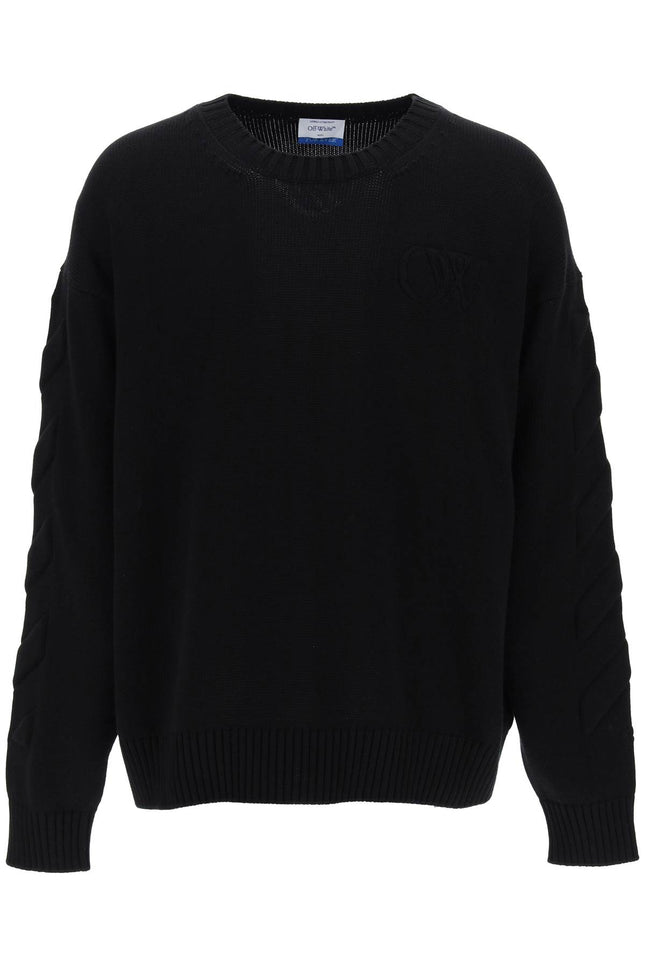 Off-White Sweater With Embossed Diagonal Motif Black-Off-White-S-Urbanheer