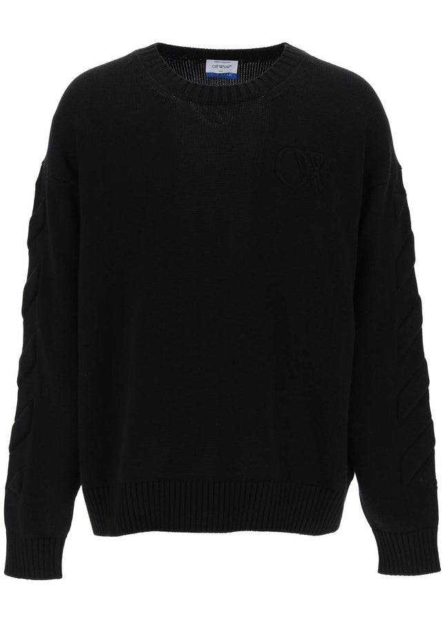 Off-White sweater with embossed diagonal motif