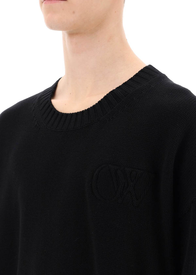 Off-White sweater with embossed diagonal motif