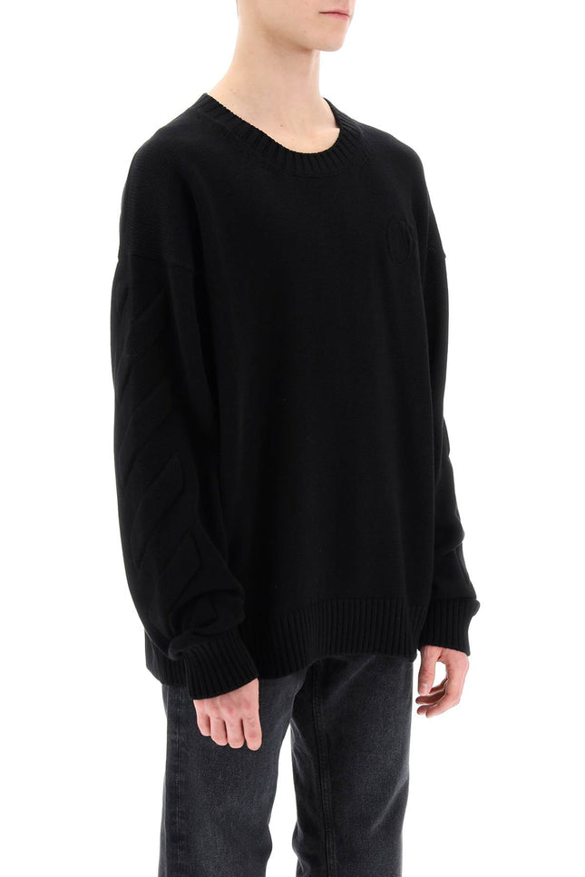 Off-White Sweater With Embossed Diagonal Motif Black-Off-White-Urbanheer