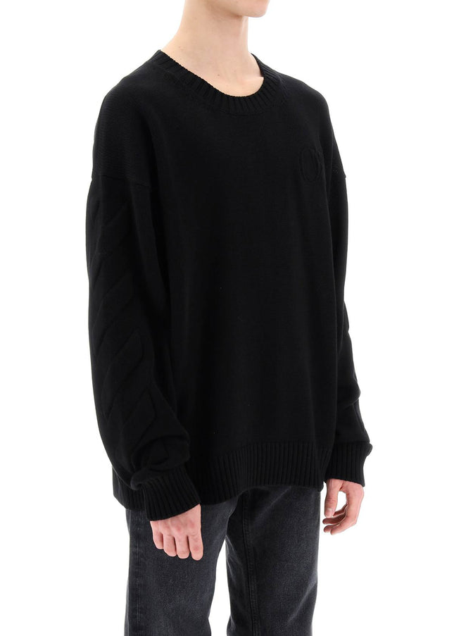 Off-White sweater with embossed diagonal motif