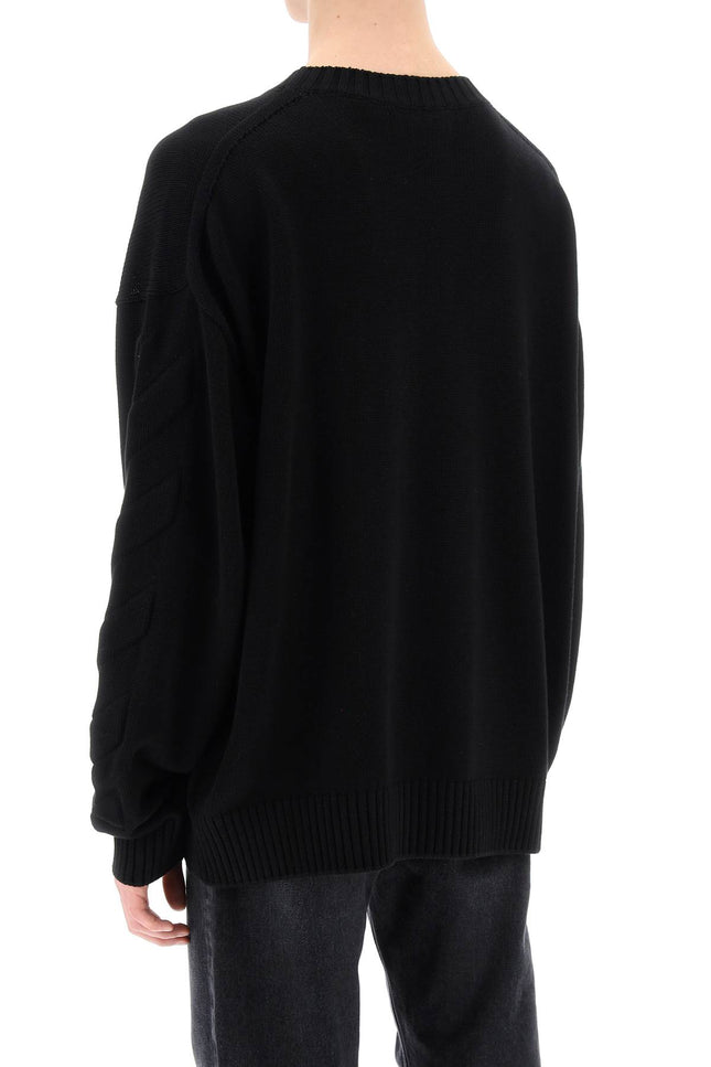 Off-White Sweater With Embossed Diagonal Motif Black-Off-White-Urbanheer