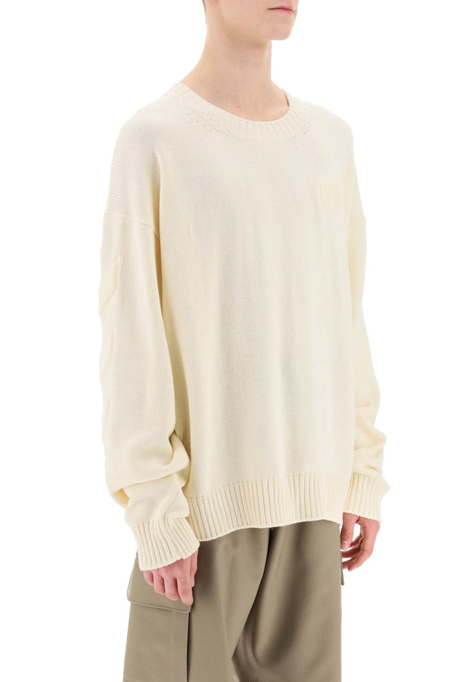 Off-White Sweater With Embossed Diagonal Motif Neutro-Off-White-Urbanheer