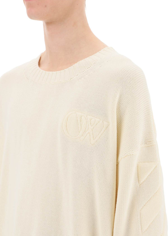 Off-White sweater with embossed diagonal motif