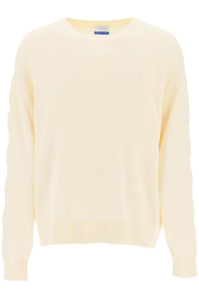 Off-White Sweater With Embossed Diagonal Motif Neutro-Off-White-S-Urbanheer