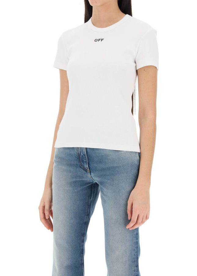 Off-White ribbed t-shirt with off embroidery