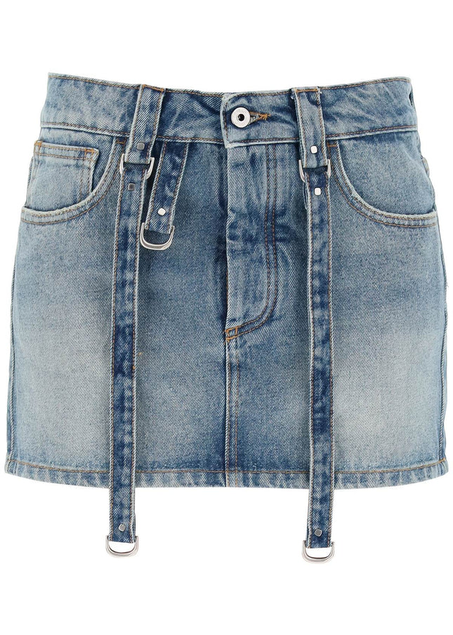 Off-White denim mini skirt with straps