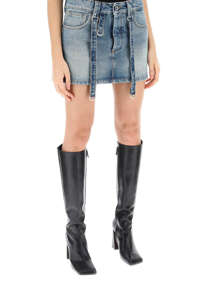 Off-White denim mini skirt with straps