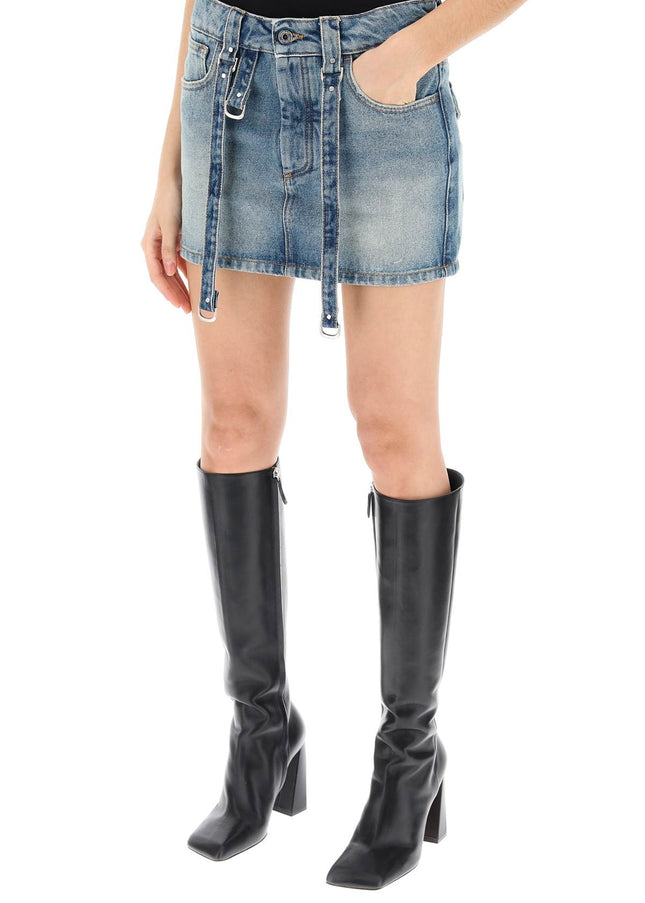 Off-White denim mini skirt with straps