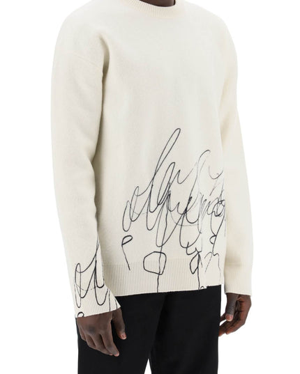 Oamc scribble print wool cotta pullover