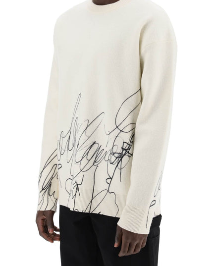 Oamc scribble print wool cotta pullover