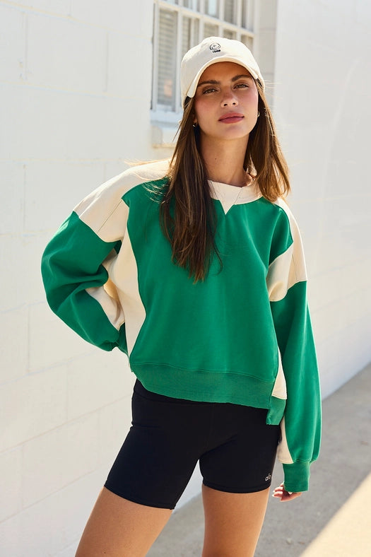 Olivia Contrast Pullover w/ Asymmetrical Hemline