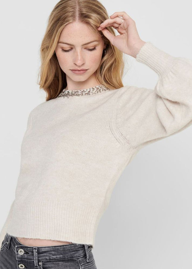 Only Cream Polyester Sweater