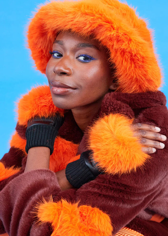 Orange Eco Bamboo Faux Fur Bucket Hat-0