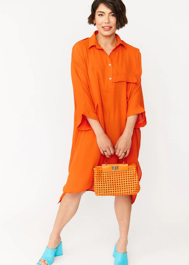 Orange Eco Leather Hand Woven Bag-1