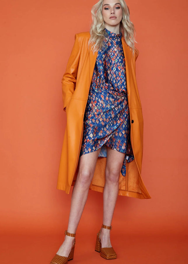 Orange Eco Leather Trench Coat-0