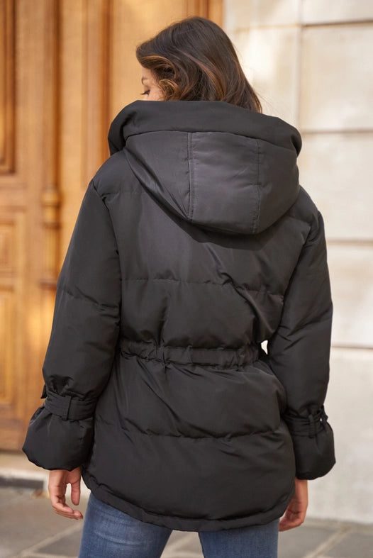 Oversized Bow Short Parka Black