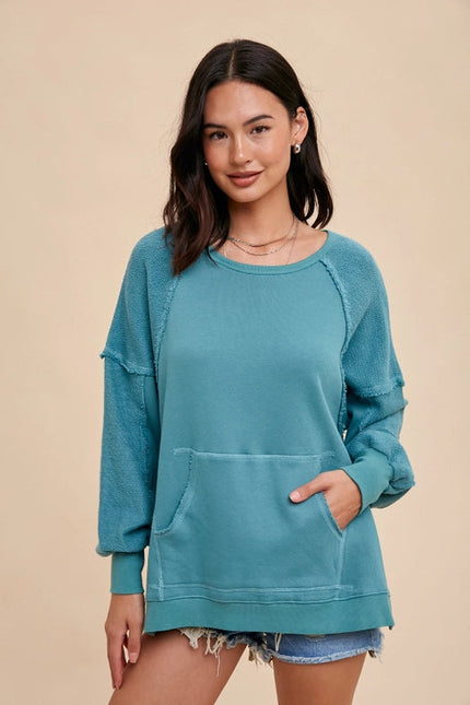 Oversized French Terry Pullover SEAGLASS