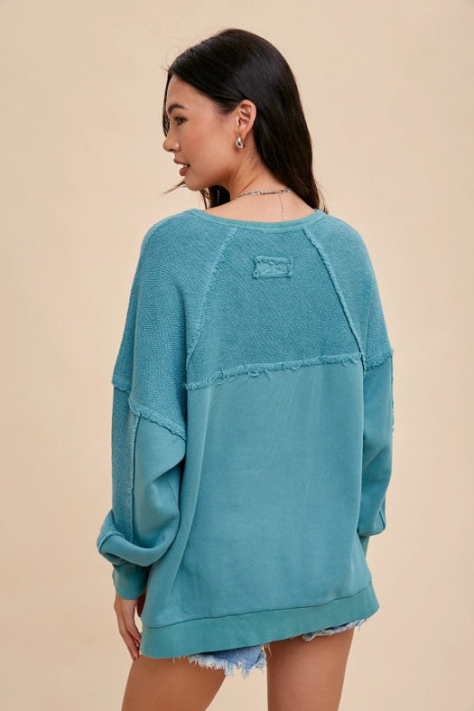 Oversized French Terry Pullover SEAGLASS