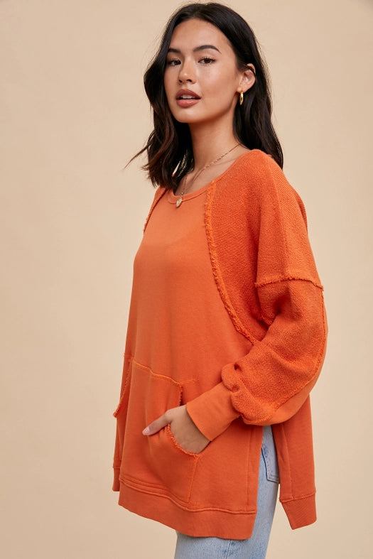 Oversized French Terry Pullover TANGELO