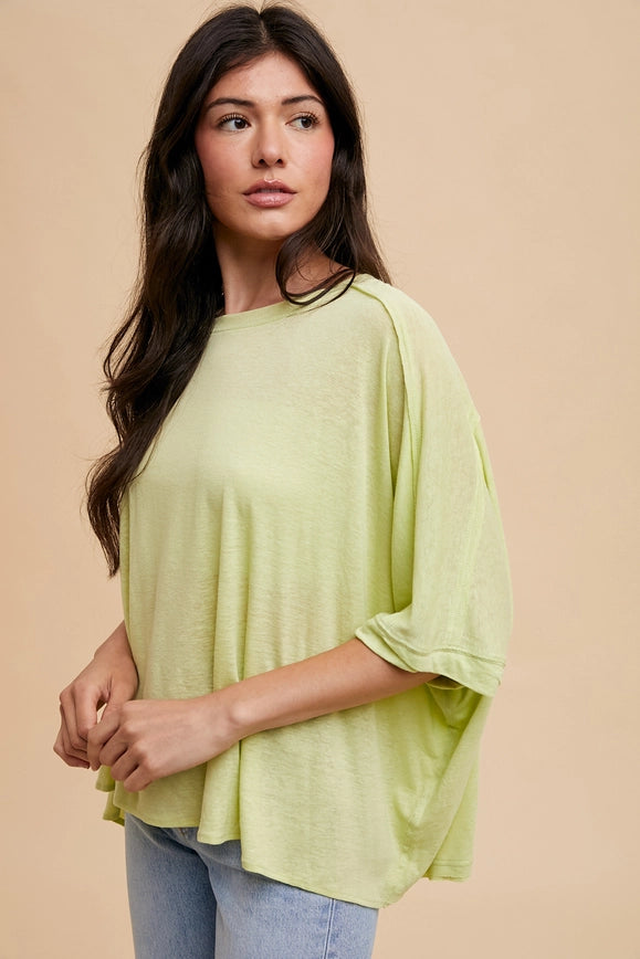 Oversized Garment Washed Dolman Tshirt Kiwi Lime