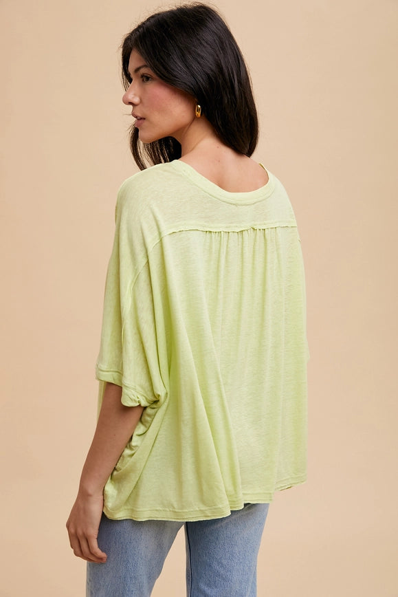 Oversized Garment Washed Dolman Tshirt Kiwi Lime