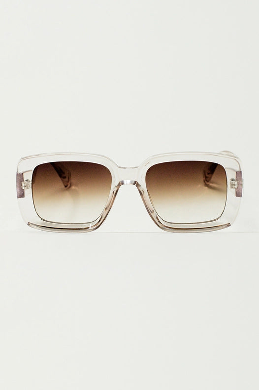 Oversized Rectangular Sunglasses in Transparent White