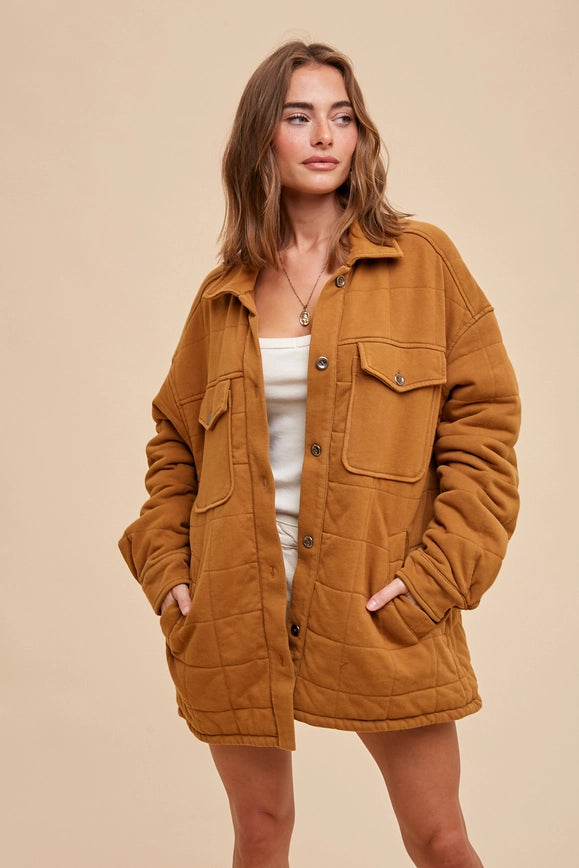 Oversized Thick Quilted Outerwear Camel