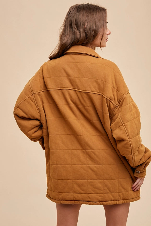 Oversized Thick Quilted Outerwear Camel