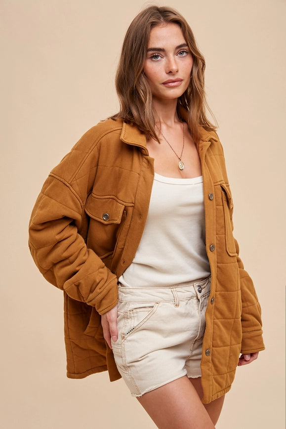 Oversized Thick Quilted Outerwear Camel