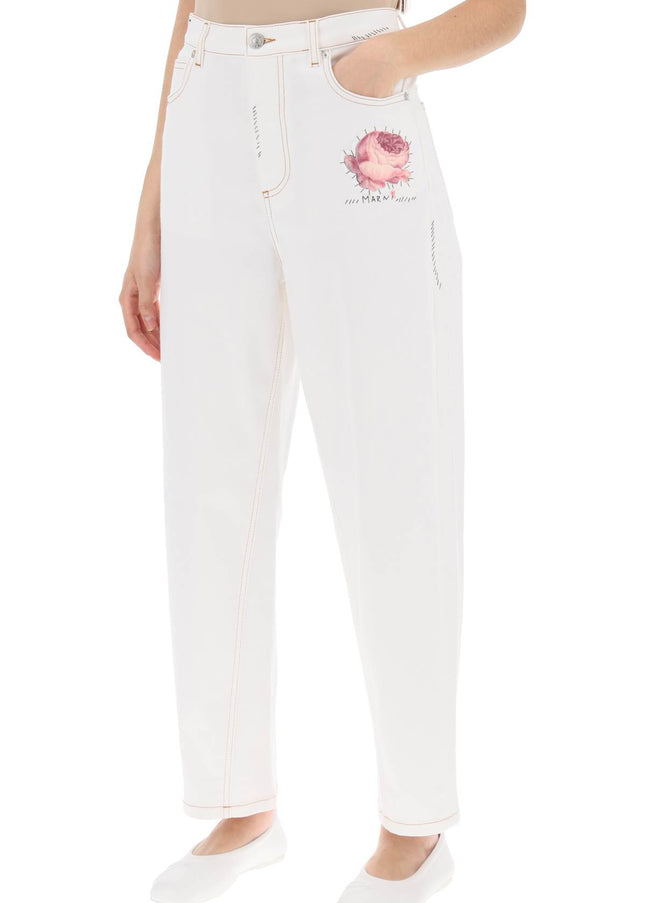 Marni "jeans with embroidered logo and flower patch