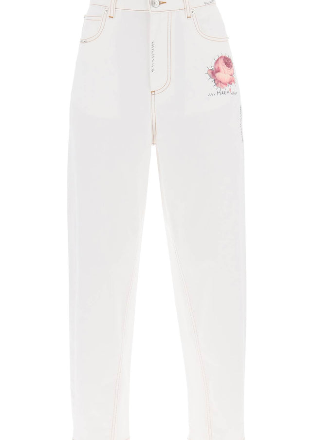 Marni "jeans with embroidered logo and flower patch