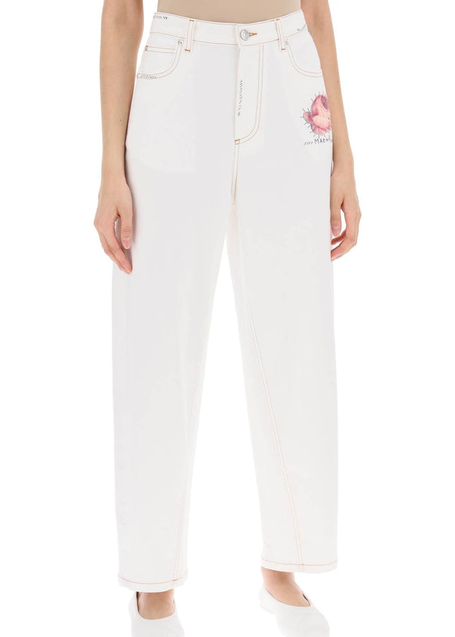 Marni "jeans with embroidered logo and flower patch