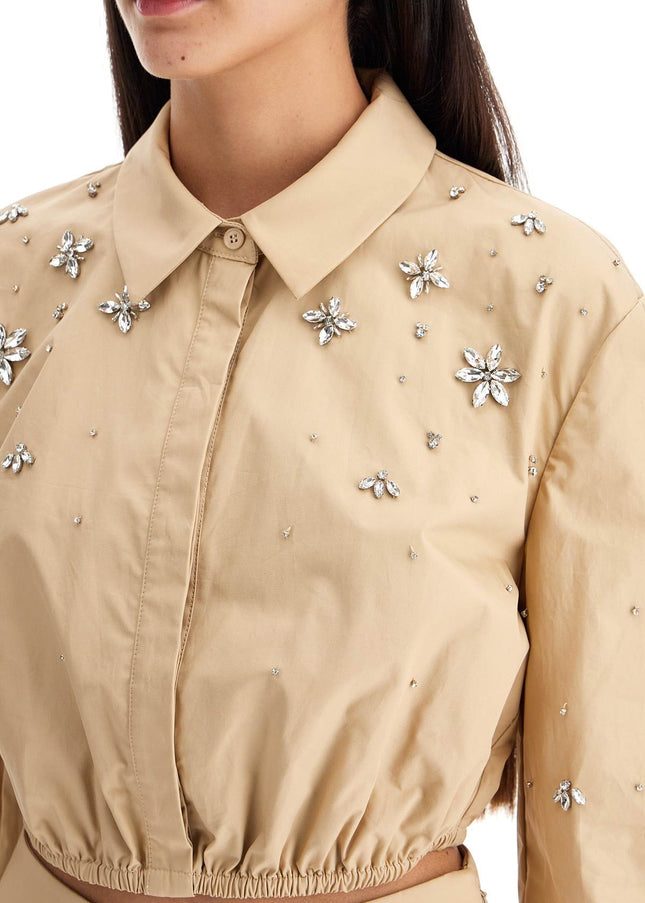 Self Portrait 'cropped shirt with crystals'