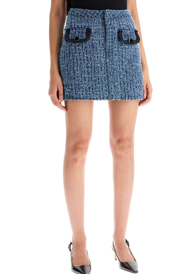 Self Portrait distressed denim mini skirt