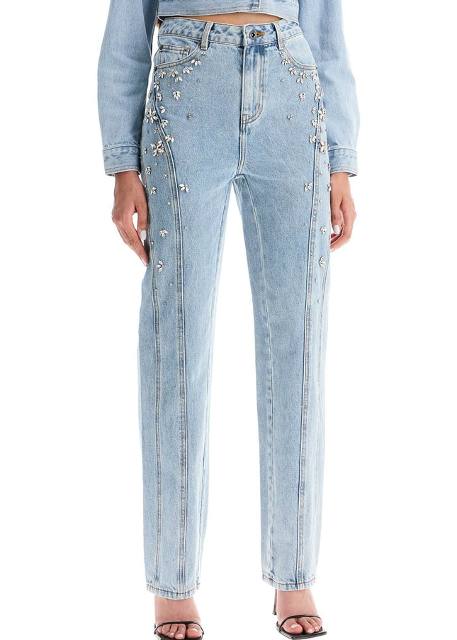 Self Portrait straight jeans with crystals