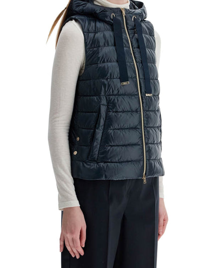 HERNO men's dark blue polyamide gilet with hood