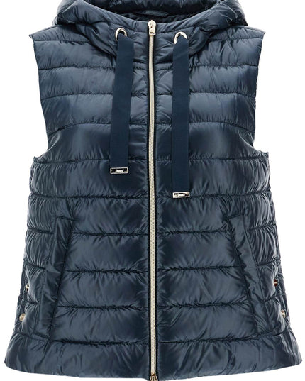 HERNO men's dark blue polyamide gilet with hood