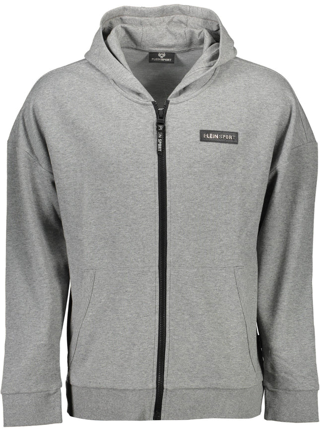 PLEIN SPORT SWEATSHIRT WITH ZIP MAN GRAY