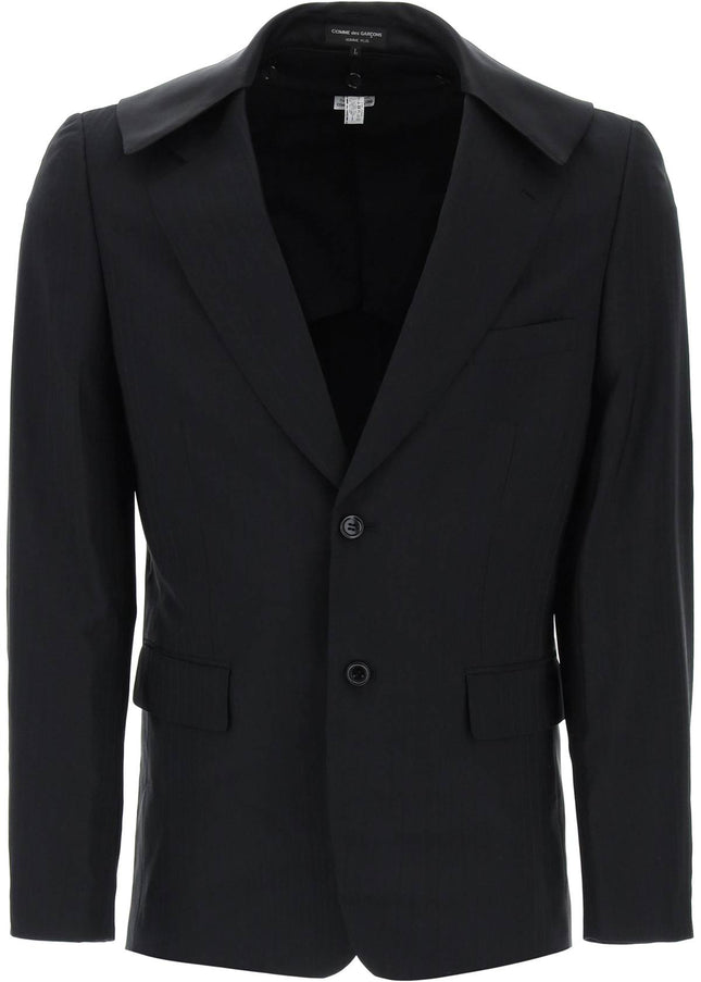 Comme Des Garcons Homme Plus satin collar blazer with eight