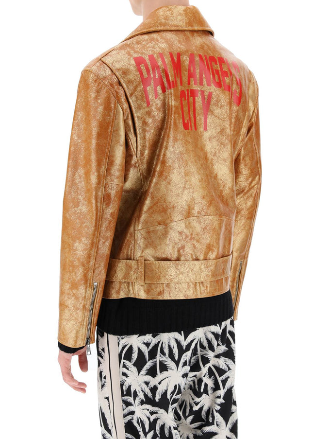 Palm Angels pa city biker jacket in laminated leather