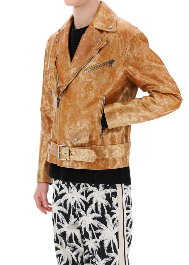 Palm Angels pa city biker jacket in laminated leather