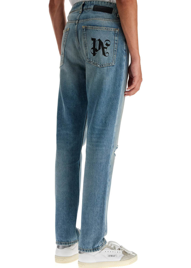 Palm Angels straight leg monogram print jeans