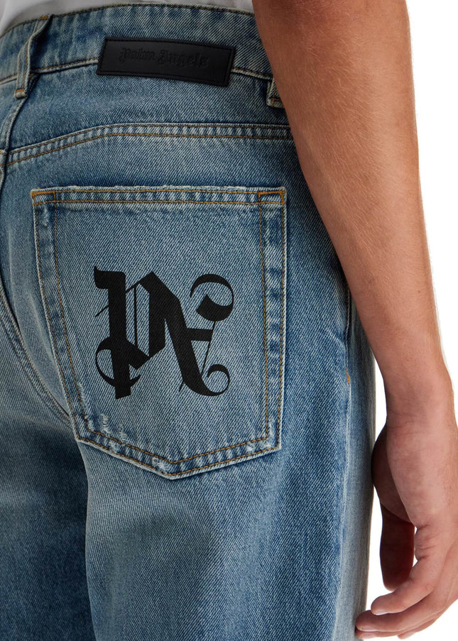 Palm Angels straight leg monogram print jeans