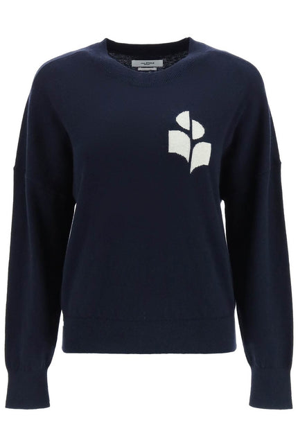 Blue Isabel Marant Etoile Marisans Sweater With Logo Intarsia-Marant ETOILE-Blue-34-Urbanheer