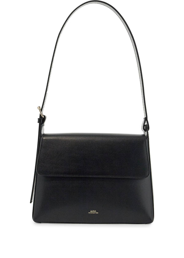 A.P.C. minimalist black leather women's bag with shoulder strap and flap closure